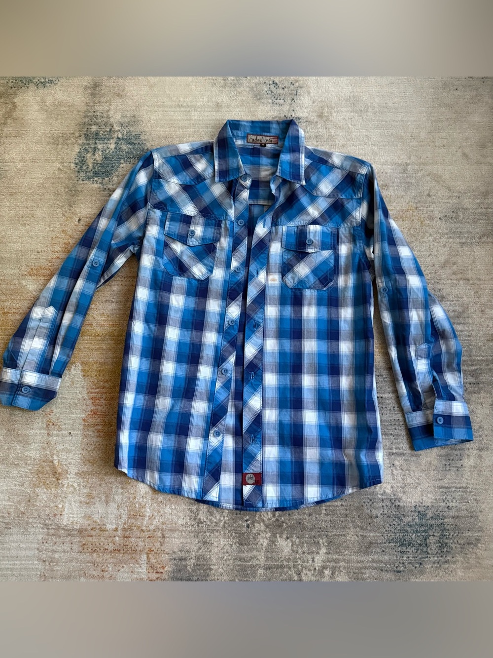Faded Gear Blue Plaid Boy’s Button-Up Shirt